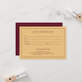 Snyggt Burgundy Business Logotyp Gift-certifikat