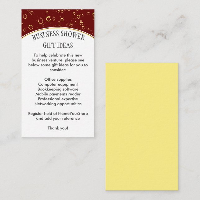 Snyggt Burgundy Business SHOWER Tilläggskort (Fram/baksida)