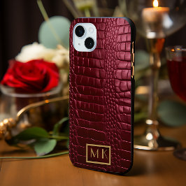 Snyggt Burgundy Crocodile Leather look Monogram