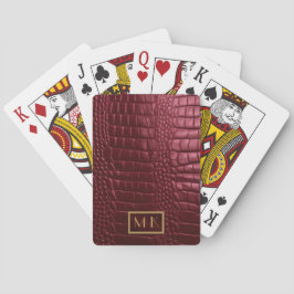 Snyggt Burgundy Crocodile Leather look Monogram Casinokort