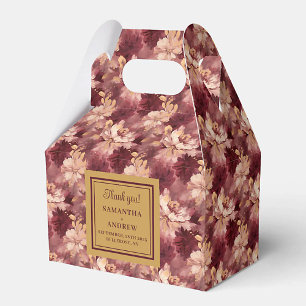 Snyggt Burgundy Guld Boho Wedor Favor Box Presentaskar