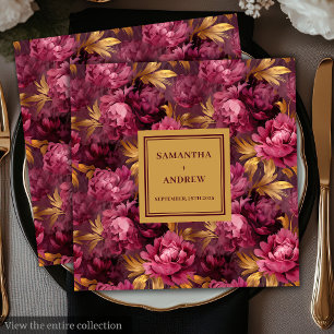 Snyggt Burgundy Guld Bröllop Pappra blöjor Pappersservett