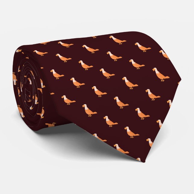 Snyggt Burgundy Orange Eagle Sömlös Mönster Slips (Rullad)