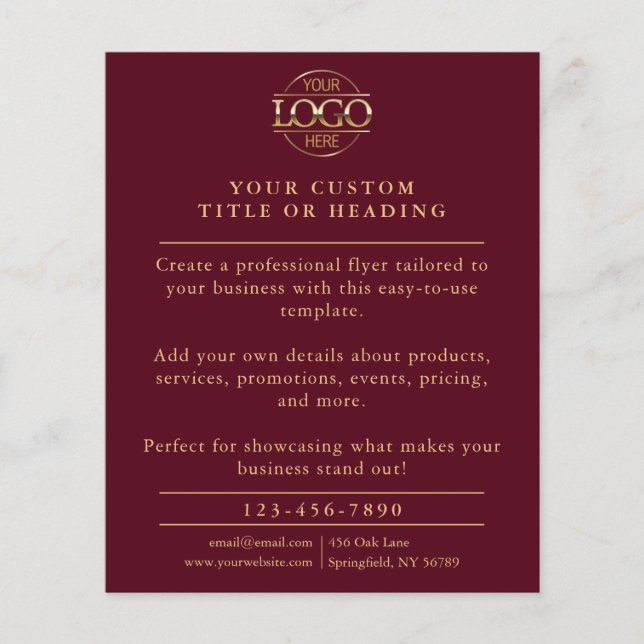 Snyggt Burgundy Red Business Logotyp Marknadsförin Flygblad (Framsidan)