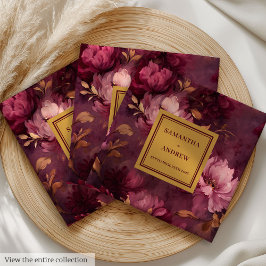 Snyggt Burgundy Rosa  Napkins vid Guld Bröllop Pappersservett