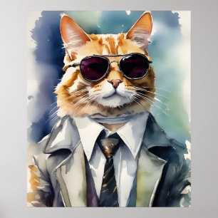 Snyggt Business Attire Cat Poster, filmstjärnor Poster