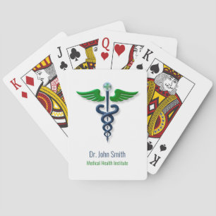Snyggt Caduceus Grönt Vingar Medical Kor Blue Casinokort