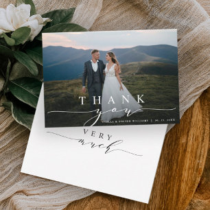 Snyggt Calligraphy Bröllop Photo Tackto You Card Tack Kort