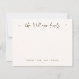 Snyggt Calligraphy Family Surname Guld-skript Anteckningskort
