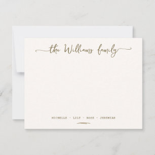 Snyggt Calligraphy Family Surname Guld-skript Anteckningskort