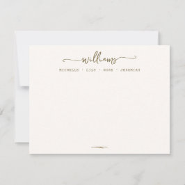 Snyggt Calligraphy Family Surname Guld-skript Anteckningskort