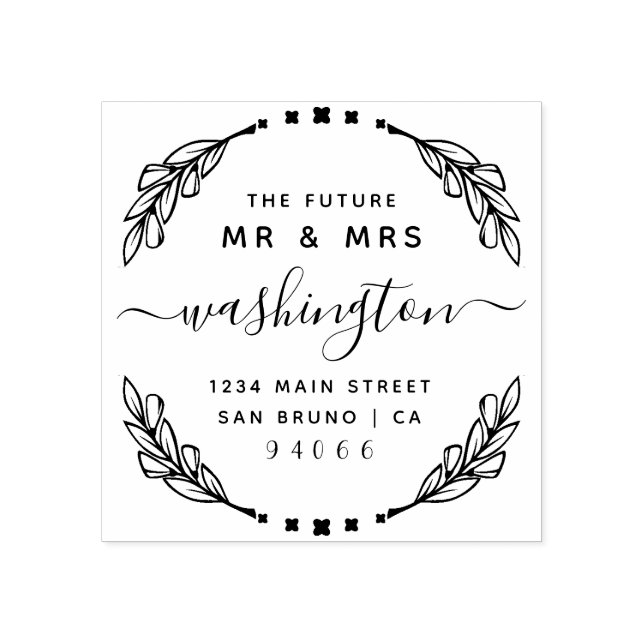 Snyggt Calligraphy Future Mr & Mrs Returadress Stämpel (Tryck)