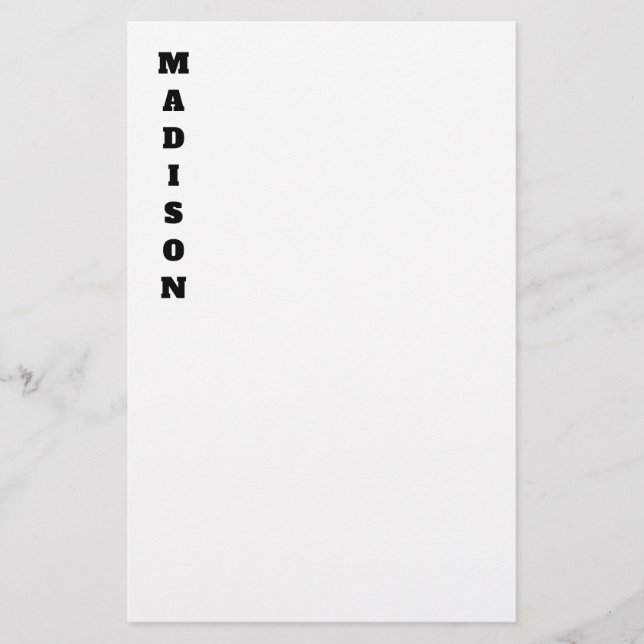 Snyggt Calligraphy Namn Black & White Brevpapper (Framsida)