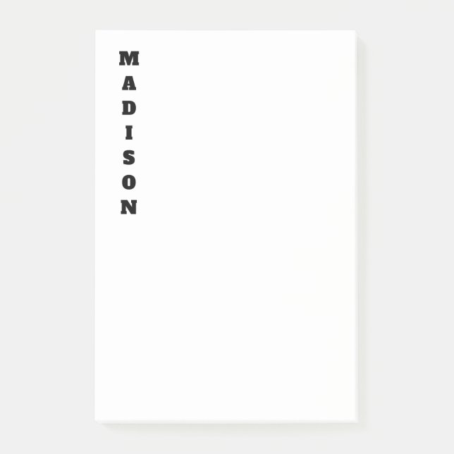 Snyggt Calligraphy Namn Black & White Post-it Block (Framsida)