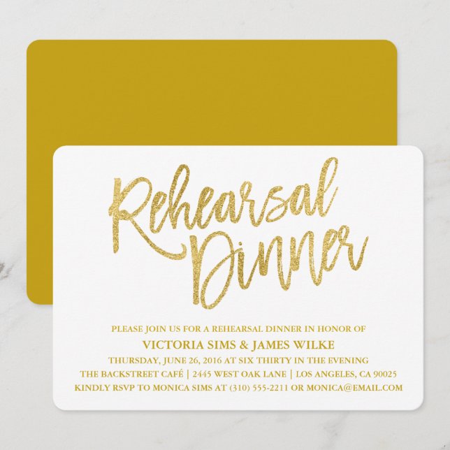 Snyggt Calligraphy Rehearsal Dinner Inbjudan (Fram/baksida)