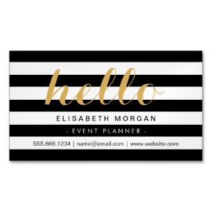 Snyggt Calligraphy say Hej Black White Rand Visitkortmagnet