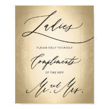 Snyggt Calligraphy Script Dam Bathroom-tecken