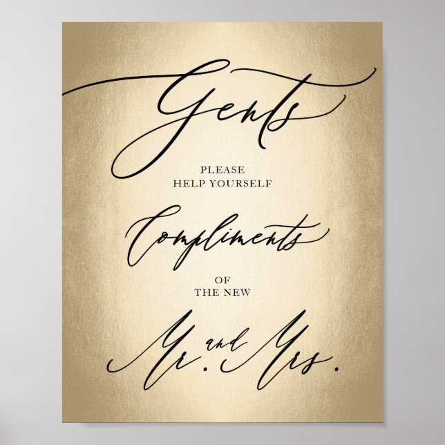 Snyggt Calligraphy Script Gents Cigar Pub-tecken Poster (Framsidan)