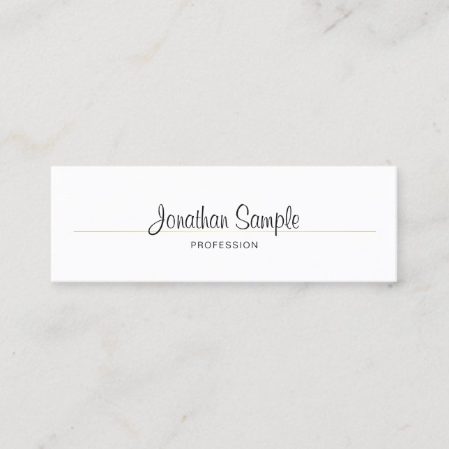 Snyggt Calligraphy Script Guld Plain Luxe Trendig Mini Visitkort (Framsida)