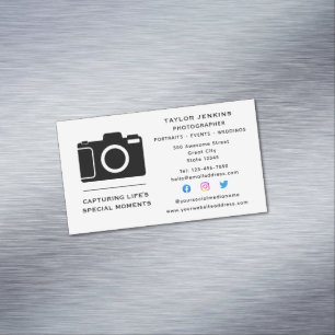 Snyggt Camera Freelance Photographer Social Media Magnetiska Visitkort