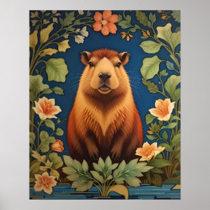 Snyggt Capybara - inspirerad av William Morris Poster