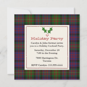 Snyggt Carnegie Tartan Anpassningsbar Julfest Inbjudningar