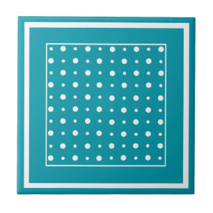 Snyggt Ceramic Tile, White Polka dots på Teal Kakelplatta
