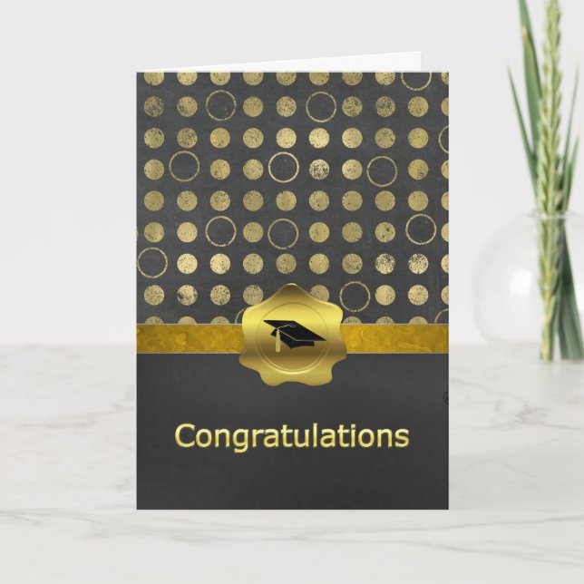 Snyggt Chalkboard Grått och Guld Studenten-kort Kort (Framsida)