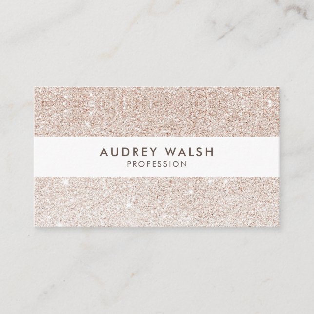 Snyggt Champagne rosa glitter White Stripe Visitkort (Framsida)