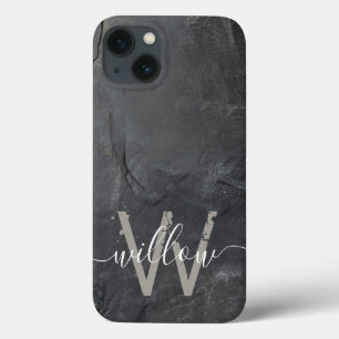 Snyggt Charcol Grått Stone Script Monogram