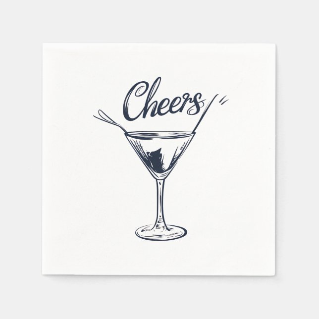 Snyggt "Cheers" Cocktail Napkins Pappersservett (Framsidan)