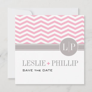 Snyggt Chevron-monogram - Spara datum rosa Datumet