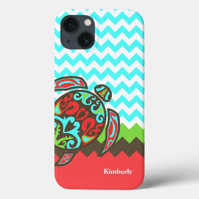 Snyggt Chevron & Sea Turtle Anpassningsbar iphone  (Baksida)