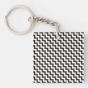 Snyggt Chevrons Keychain, Black and White Zigzags