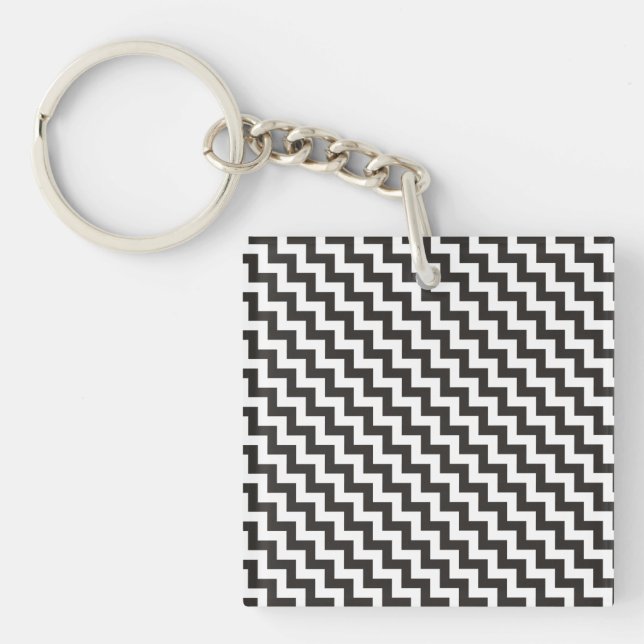 Snyggt Chevrons Keychain, Black and White Zigzags (Framsidan)