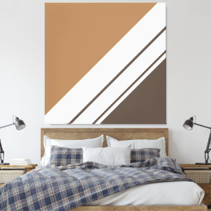 Snyggt Chic 2 Rand Brun vitt diagonalt Canvastryck