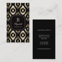Snyggt Chic Black Gold Foil Diamond Ikat Monogram Visitkort
