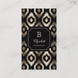 Snyggt Chic Black Gold Foil Diamond Ikat Monogram Visitkort