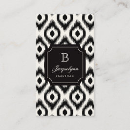Snyggt Chic Black Ivory Diamond Ikat Monogram Visitkort