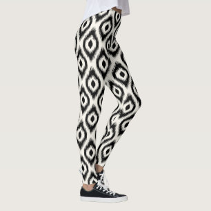 Snyggt Chic Black & Ivory Diamond Ikat Mönster Leggings