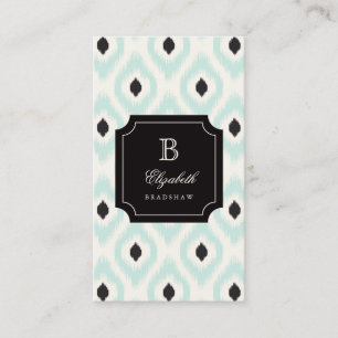 Snyggt Chic Black Mint Diamond Ikat Monogram Visitkort