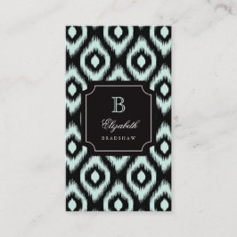 Snyggt Chic Black Mint Diamond Ikat Monogram Visitkort