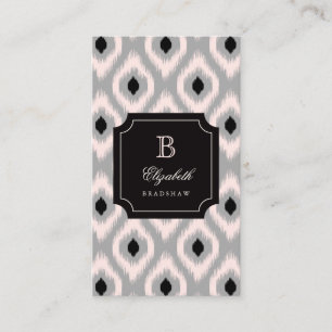 Snyggt Chic Black Rosa Diamond Ikat Monogram Visitkort