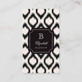 Snyggt Chic Black Rosa Diamond Ikat Monogram Visitkort