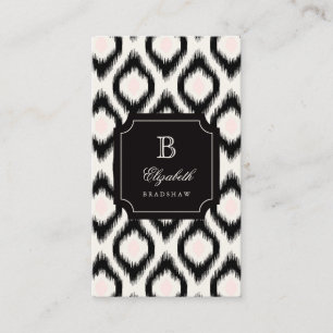Snyggt Chic Black Rosa Diamond Ikat Monogram Visitkort