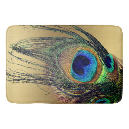 Snyggt Chic Blue Guld Peacock Feather Badrumsmatta
