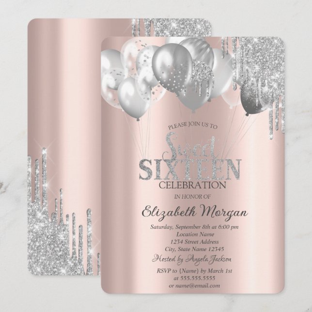 Snyggt Chic Glitter-drivrutinsbubblor Inbjudningar (Fram/baksida)