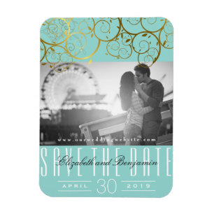 Snyggt Chic Golden Spiral Spara datumfoto Magnet