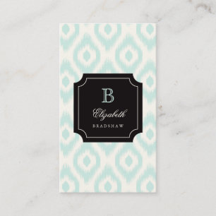 Snyggt Chic Mint Ivory Diamond Ikat Monogram Visitkort