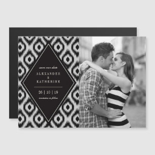 Snyggt Chic Mod Diamond Ikat Photo Save Date Magnetisk Inbjudningskort